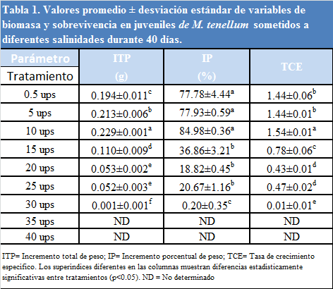 PCTI 136. EFECTO DE LA SALINIDAD SOBRE EL CRECIMIENTO DEL LANGOSTINO DE ...